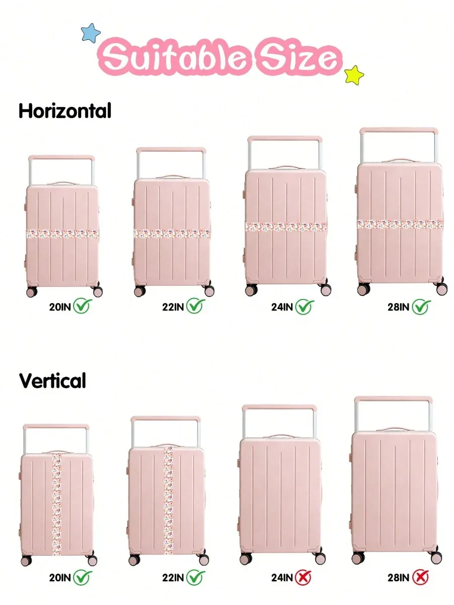 sangle de bagage réglable à imprimé mignon pour valise, ceinture de voyage en tissu doux avec boucle, sangle de sac légère pour femme