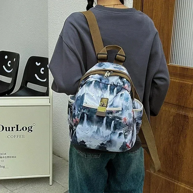 sac à dos polyvalent pour femmes, impression tendance, grande capacité, sac à dos décontracté en tissu oxford, nouveau cartable de voyage