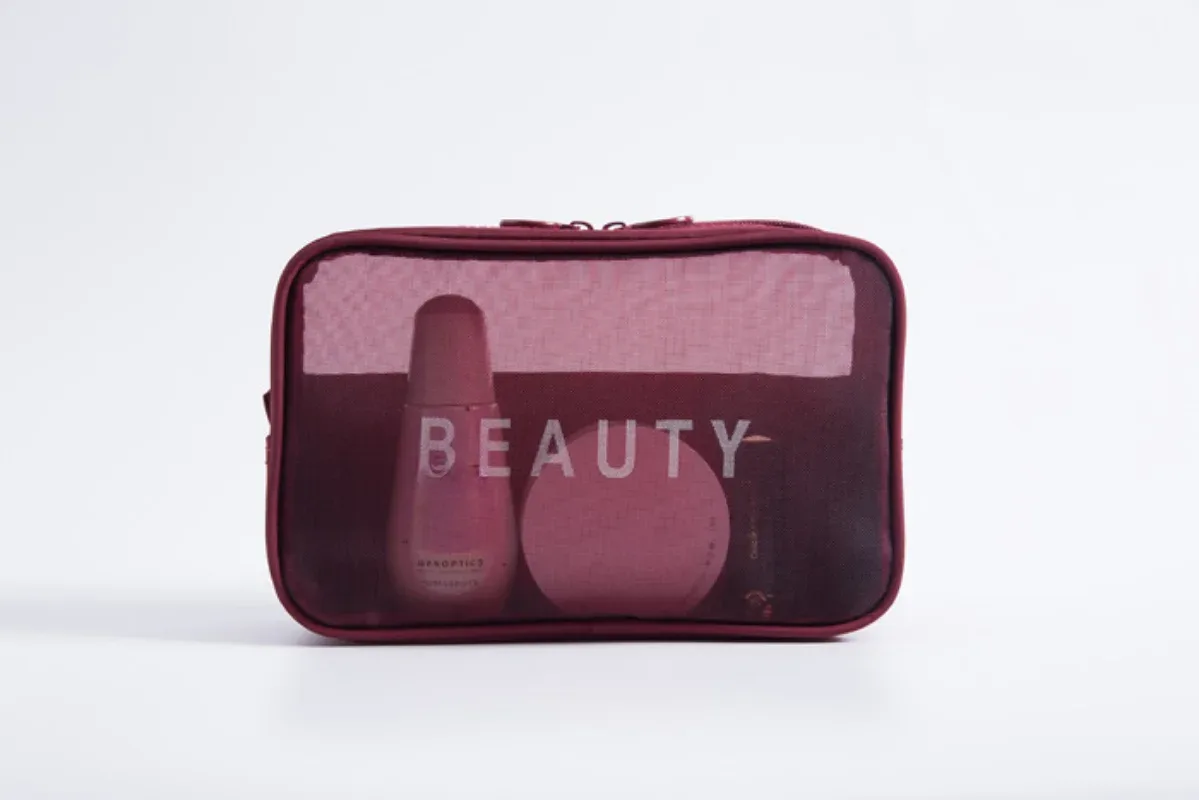 trousse de maquillage pour femmes, sac de voyage, trousse de toilette, trousse de rangement, sacs de maquillage à fermeture éclair, sac à cosmétiques en maille transparente