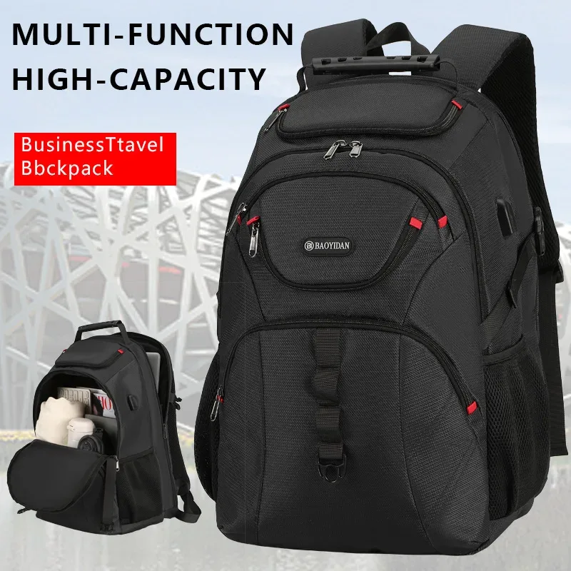 sac à dos pour hommes pour voyages d'affaires, grande capacité, multi-compartiments, sac de transport pour ordinateur portable de 15 pouces, couleur unie