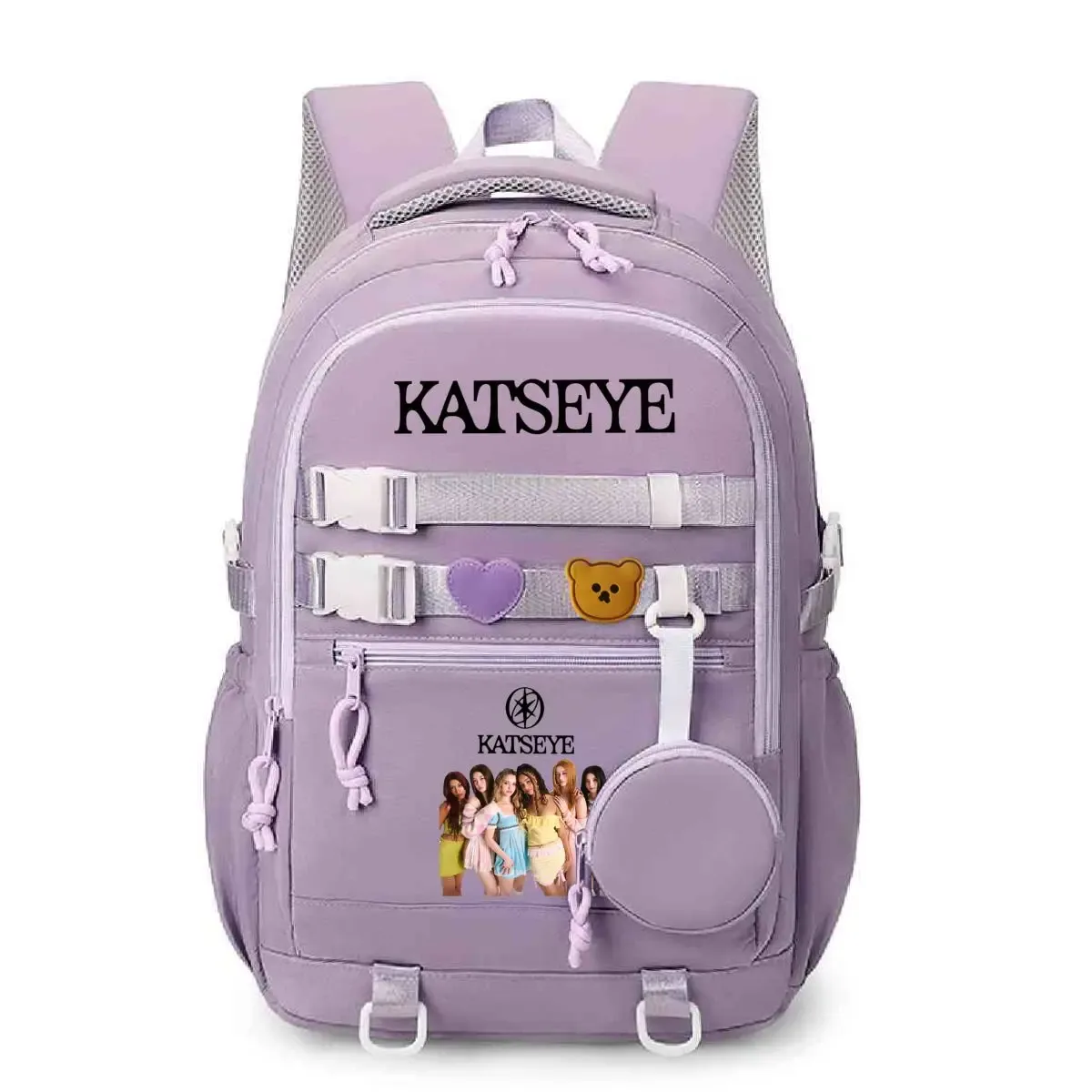 sacs à dos d'école graphiques katseye pour femmes et filles, sacoche pour ordinateur portable, cartable pour adolescentes, cadeaux pour fans de katseye