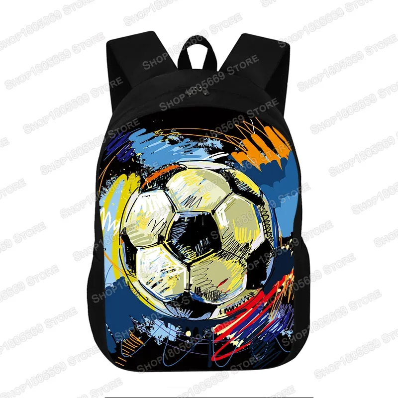 sac à dos imprimé football pour jeunes, cartable d'école, grande capacité, sacs de rangement, sac d'ordinateur, cadeau pour enfants, garçons et bol