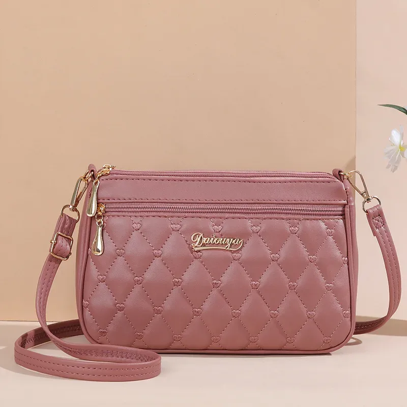 sacs à bandoulière en cuir pu avec fermeture éclair pour femme, petit sac à main, sac à main, grande capacité, fil à broder, initié à la mode, nouveau