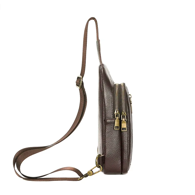 petit sac à bandoulière en cuir véritable pour homme, sac à dos de poitrine, sac à dos de jour, voyage en plein air, chasse, randonnée, camping, initié