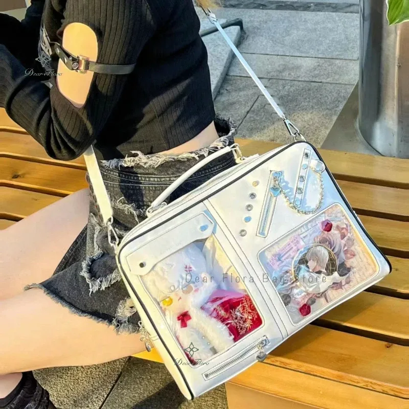 y2k ita-sac à dos transparent pour femme et fille, affichage diy, bandoulière, mode, étudiant, voyage