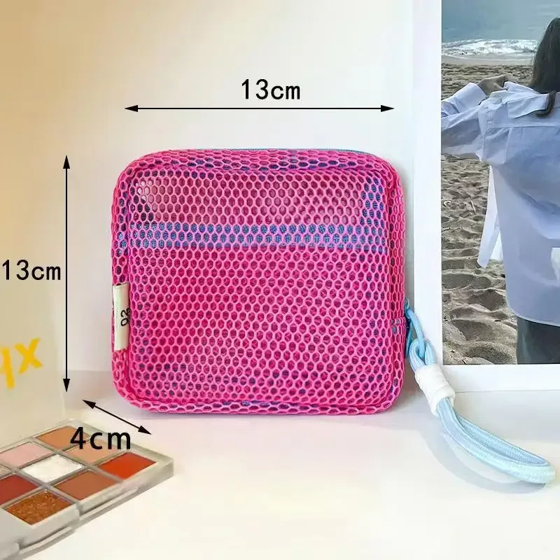 sac de maquillage en maille pour femmes, sac de rangement pour cosmétiques, sac de toilette portable de voyage, sac de rangement pour sous-vêtements