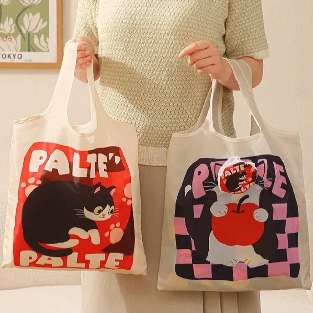 sac de courses à motif d'animaux de dessin animé, léger, grande capacité, écologique, pliable, sac de rangement mignon, utilisation quotidienne
