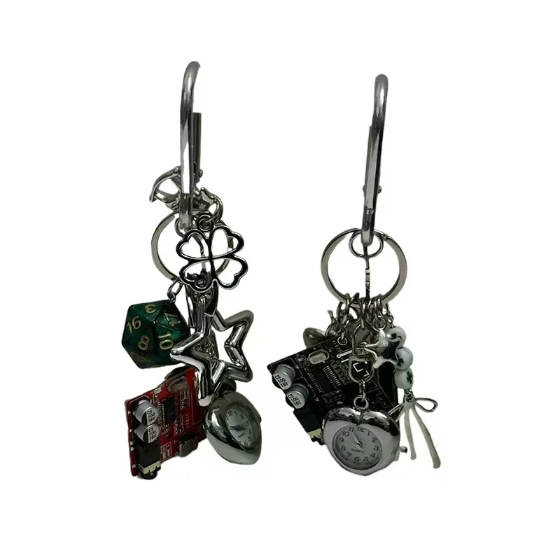 porte-clés uniques d'inspiration mécanique vintage faits à la main, pendentif de sac à dos de montre de poche personnalisé, idées cadeaux idéales pour les couples.