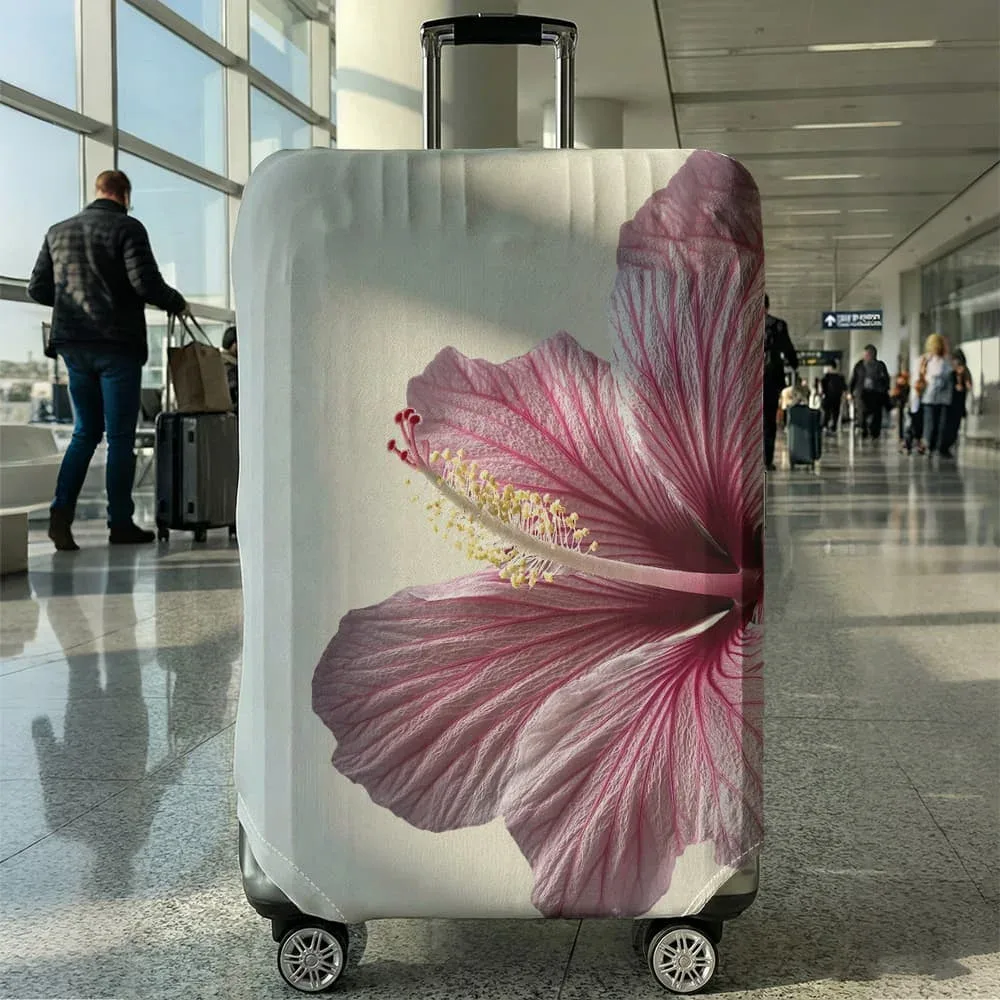housse de bagage à imprimé fleur d'hibiscus, adaptée aux bagages de 18 à 32 pouces, manchon pour poignée de bagage, accessoires de voyage
