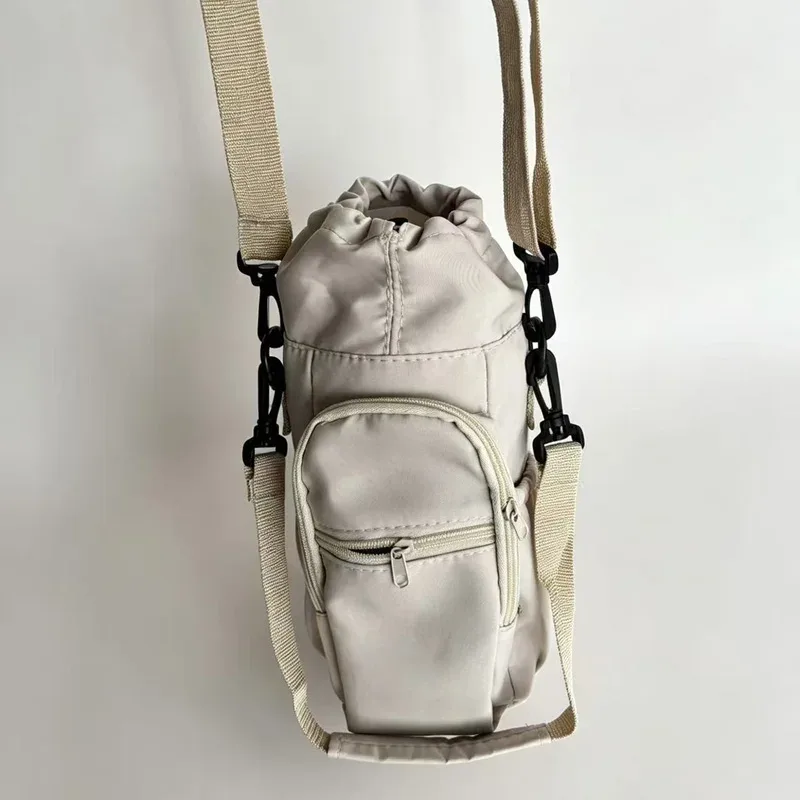 sac à bouteille d'eau portable avec sangle réglable, tasses thermiques, housse de protection isolée, poche pour téléphone, sac de voyage pour sports de plein air