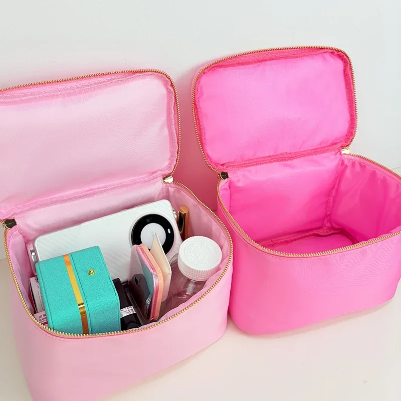nouvelle trousse de maquillage portable en nylon imperméable 2025, sac de toilette de voyage, trousse de maquillage grande capacité, mini valise de voyage portable di