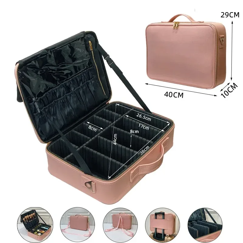 nouveau sac cosmétique en cuir pu crocodile boîte de maquillage professionnelle grande capacité stockage voyage toilette valise de maquillage