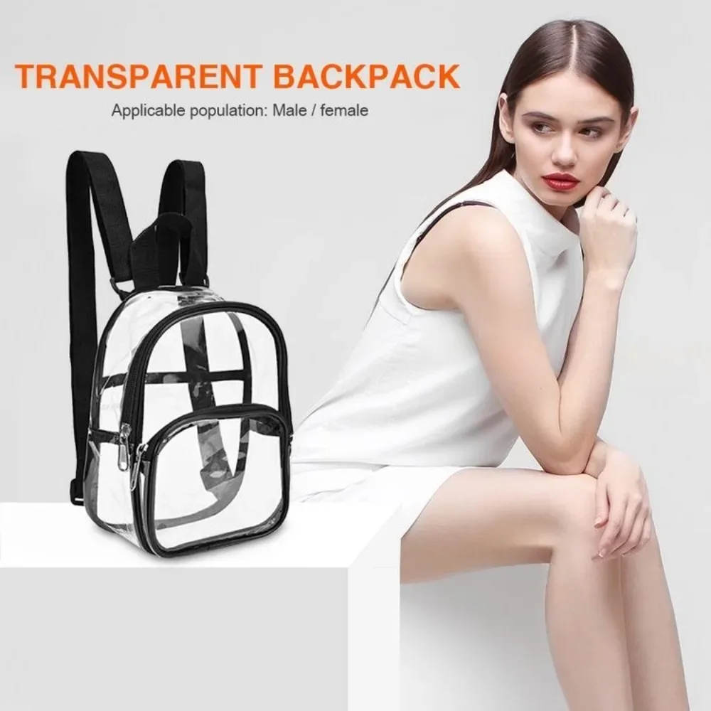 mini sac à dos transparent en pvc, sac de rangement étanche, pochette de toilette de voyage décontractée, organisateur de papeterie portable pour étudiants