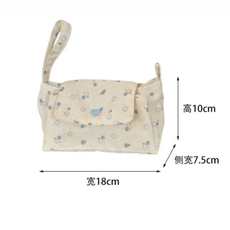 trousse de toilette en toile multi-poches pour femme, motif floral mignon, sac de voyage multi-couches pour cosmétiques, trousse de lavage