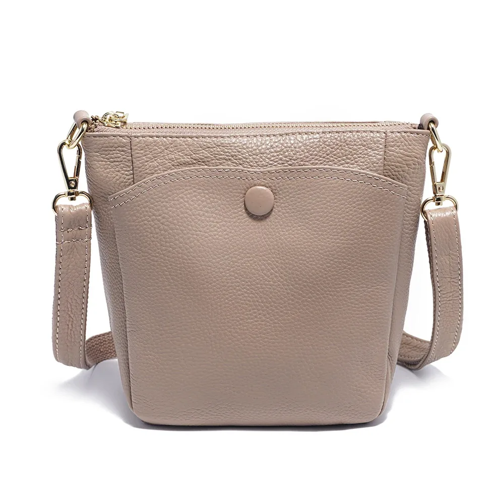 zency laides – petit sac à main en cuir véritable souple pour femmes, sac à bandoulière décontracté, sac seau simple pour téléphone, sacs à main pour femmes, sac gris
