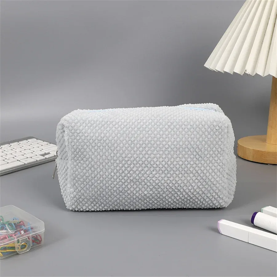 sac de rangement en peluche solide pour rouge à lèvres cosmétique, trousse à crayons, sacs à main de maquillage pour femmes, trousse de toilette pour filles, sacs à stylos d'évaluateurs de voyage