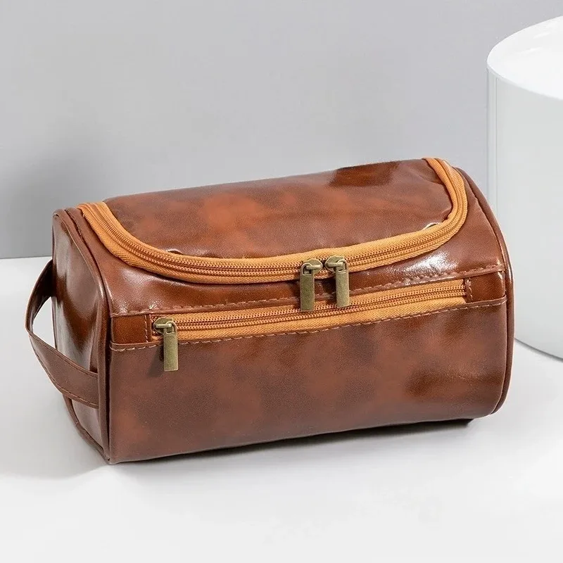 trousse de toilette en cuir pour hommes et femmes, trousse de toilette suspendue pour hommes, trousse de toilette de voyage, grande trousse à cosmétiques pour voyage