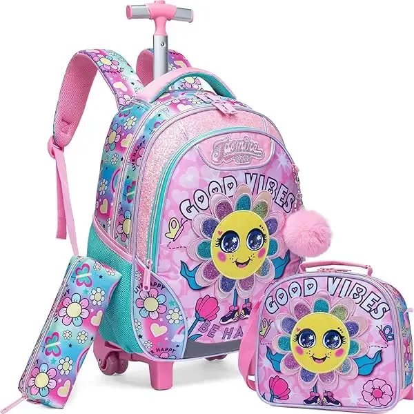 sac à dos à roulettes licorne pour filles et enfants, sac d'école à roulettes, bagage de voyage, cadeau mignon pour élèves du primaire, sac à roulettes