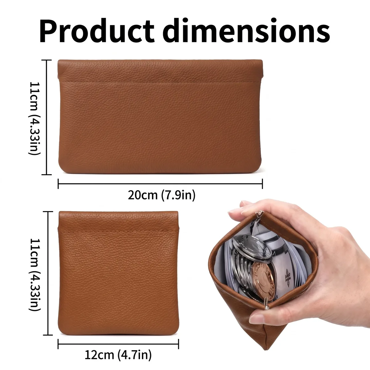 mini sac à main de voyage en cuir pu à fermeture automatique, sans fermeture éclair, pochette de rangement multifonctionnelle pour clés, écouteurs, cartes, organisateur de sac à main pour hommes et femmes