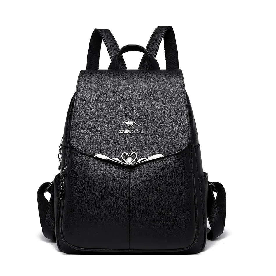 sac à dos en cuir pu pour femme, grande capacité, sac à dos de voyage pour femme, sac à dos pour ordinateur portable pour femme, sacs d'école, créateur de luxe, mode