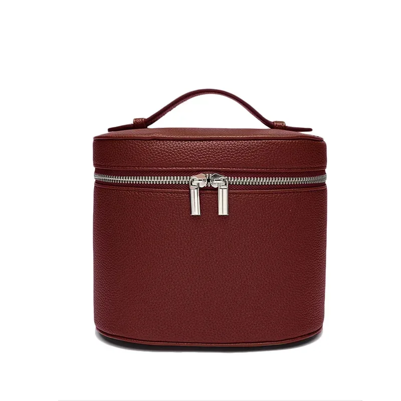 sac de rangement de voyage portable avec nom personnalisable, sac à cosmétiques amovible avec compartiment de lavage séparé en cuir de galets