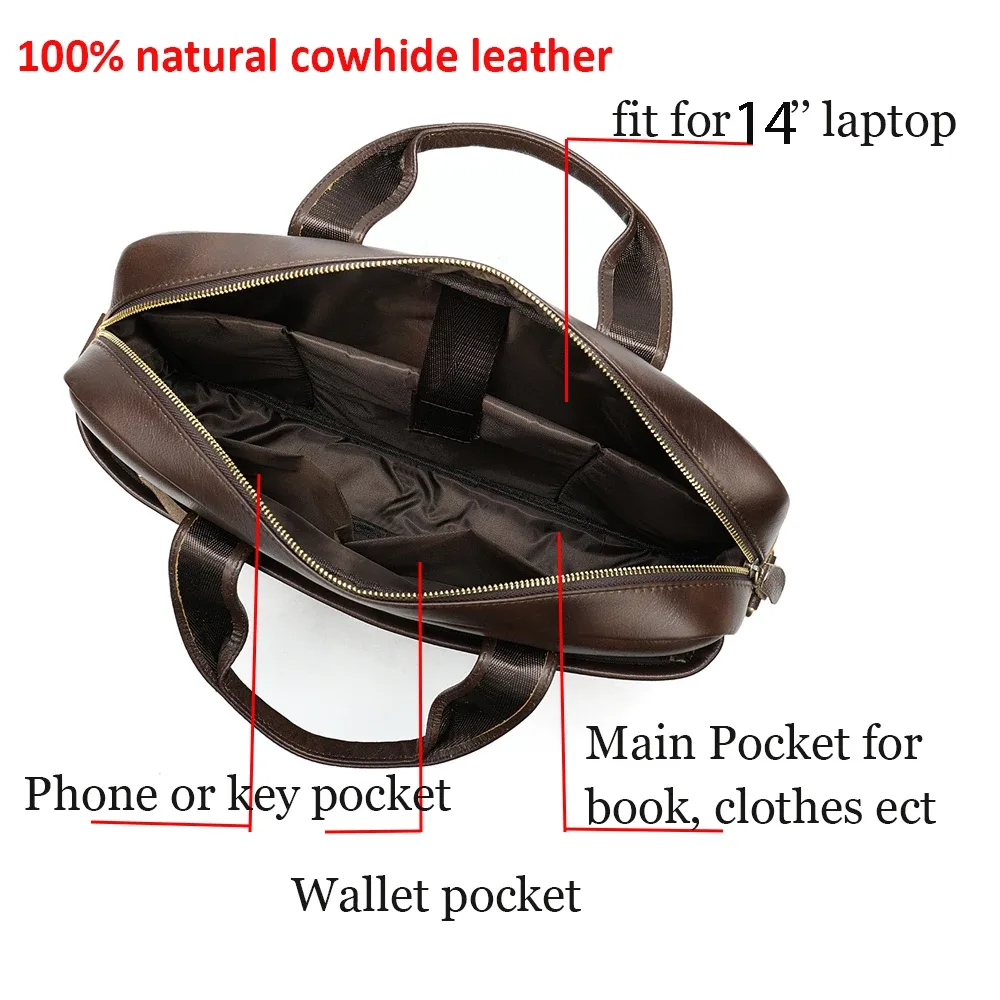 westal sac pour hommes en cuir véritable hommes porte-documents pour ordinateur portable 14 messager hommes sac en cuir portefeuille d'affaires pour document a4 7022