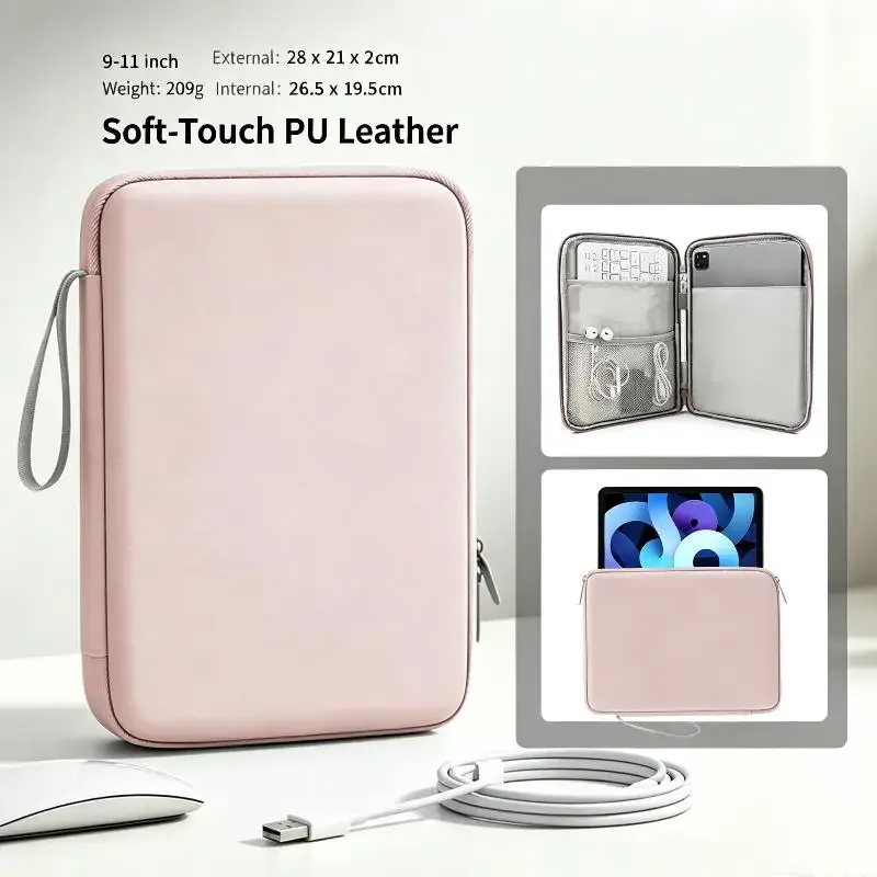 étuis pour tablette de 11/12,9 pouces, sacoche portable pour tablette, pochette de rangement protectrice pour les voyages quotidiens et l'utilisation au bureau