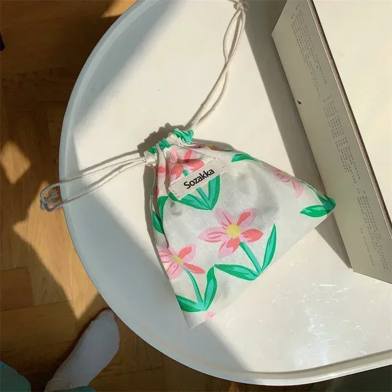 sac de rangement kawaii grill floral proximity wstring, sac à main cosmétique pour femmes, portefeuille de maquillage, petites poudres