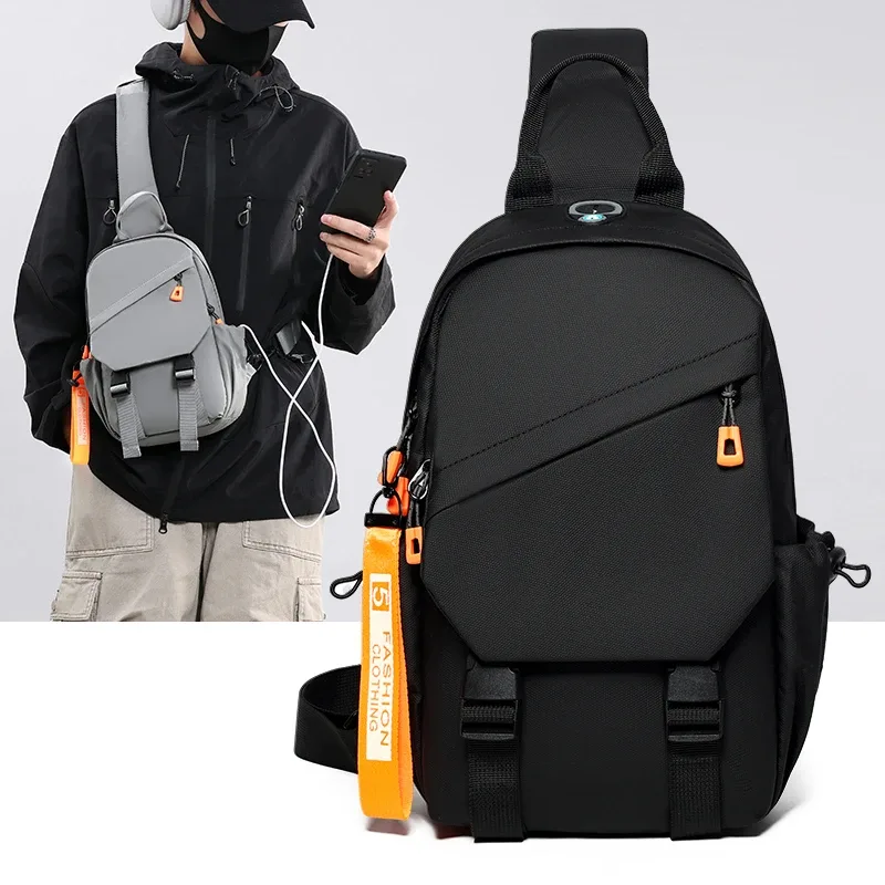 sac à bandoulière en nylon imperméable-sac à dos de poitrine pour hommes, sac messager à bandoulière compact, sac de voyage et de randonnée en plein air
