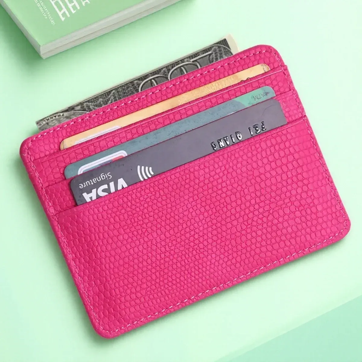 mini portefeuille de voyage en cuir pu, porte-cartes, motif lézard, fenêtre d'identification, étui pour hommes et femmes, organisateur de portefeuille compact
