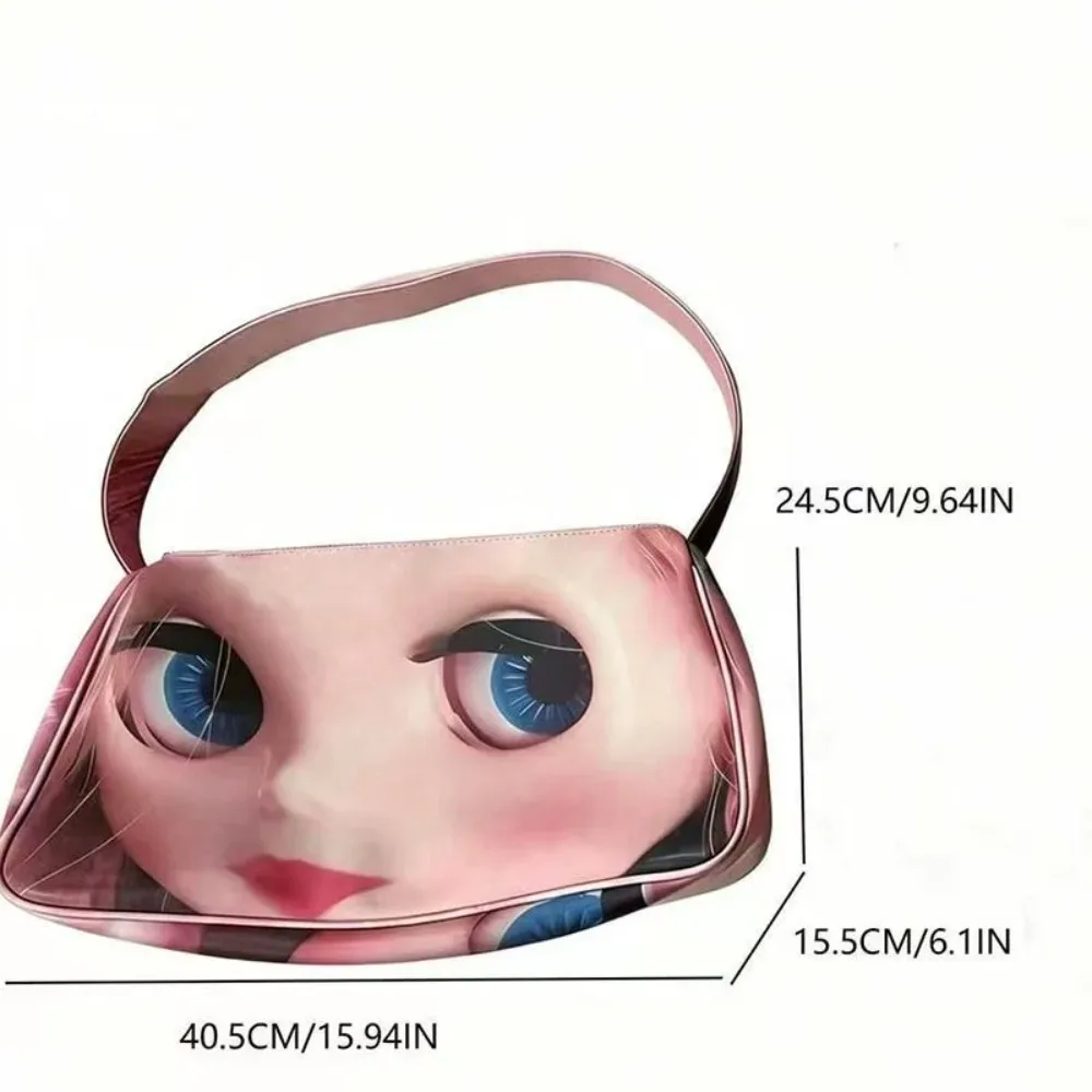 sac nuage imprimé poupée y2k pour femme en cuir pu, sac à bandoulière sous le bras grande capacité, forme boulette, sac fourre-tout décontracté