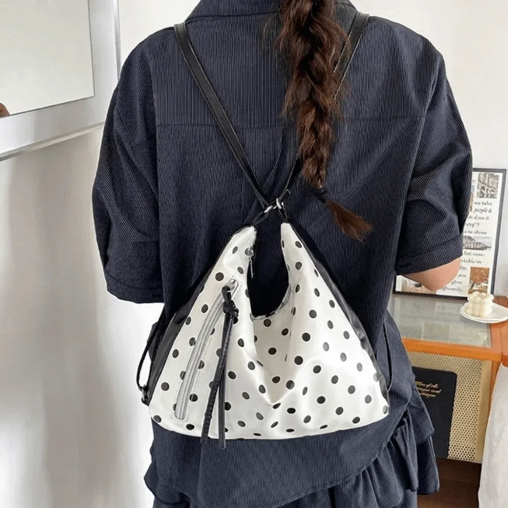 Sac à bandoulière en cuir PU à pois, sac fourre-tout léger de grande capacité, sac sous le bras de style coréen, sac seau, cadeau pour femme