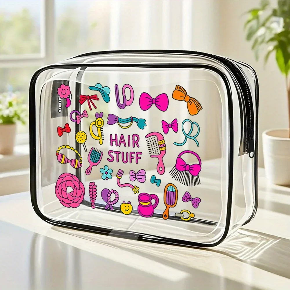 trousse à cosmétiques transparente. adorable design de cheveux pour les voyages, la salle de sport ou la plage. un cadeau parfait.