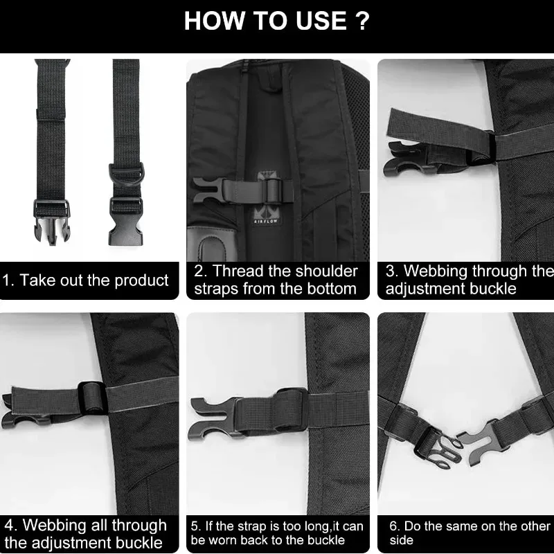 sangle de fixation réglable pour sac à dos (1-10 pièces) – sangle anti-dérapante légère pour cartable, réduit la pression sur les épaules, connexion facile