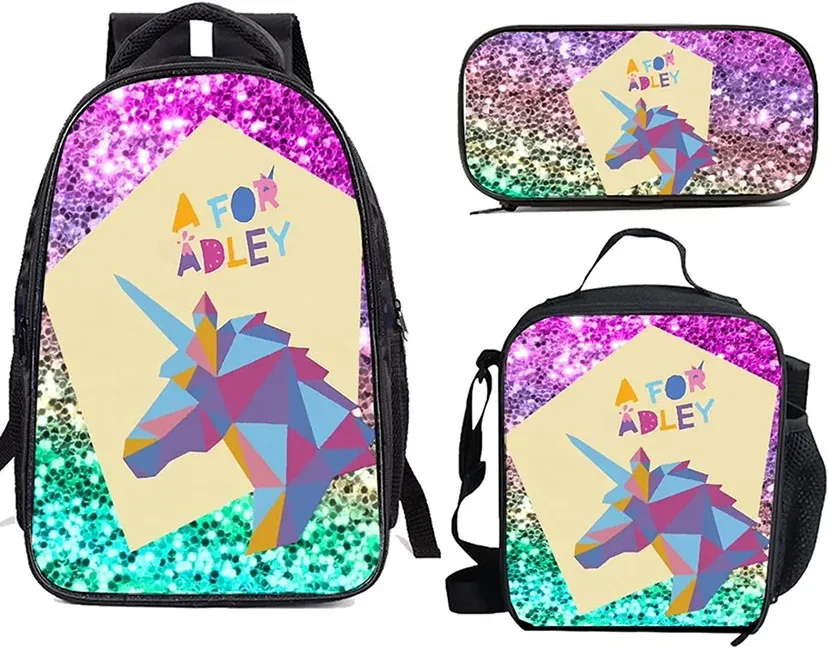 sac dos oxford université polyester beige bleu noir marron dessin animé bandoulière arquée poche integree set 3d école travail