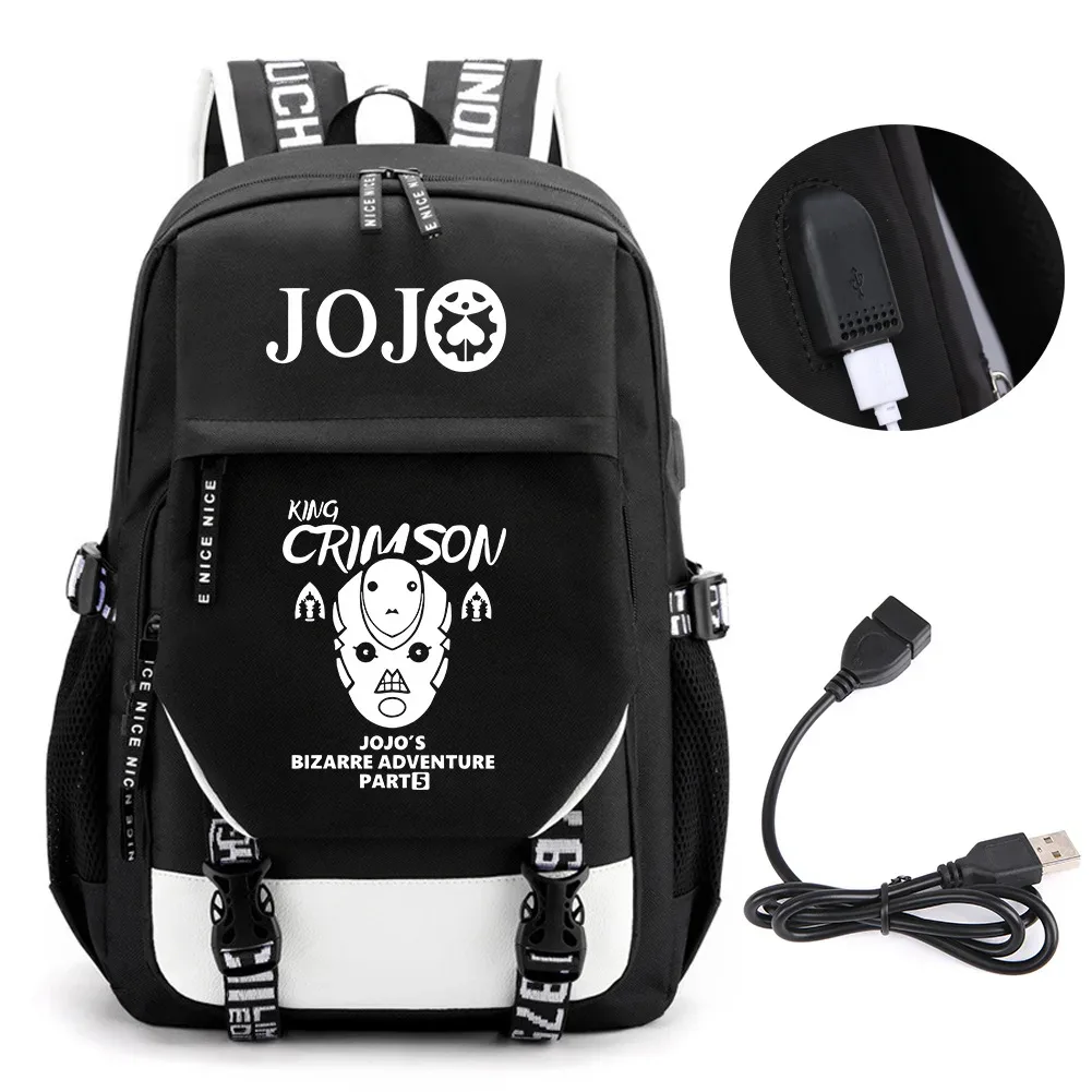anime jojo bizarre adventure kira sac à dos école livre sacs mochila voyage usb port sac ordinateur portable garçon filles sac à dos