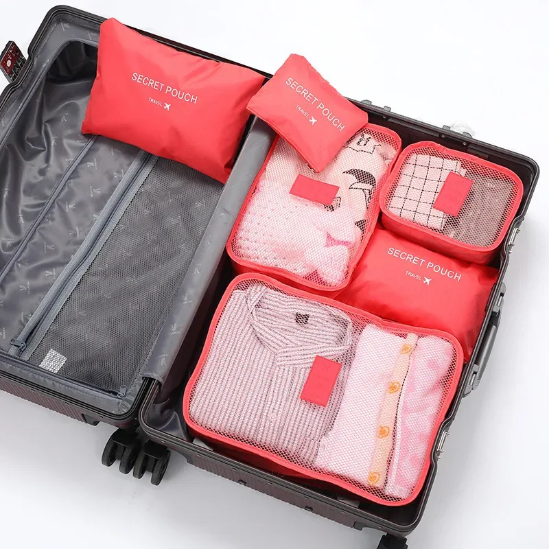 homefish lot de 6 cubes de rangement de voyage en tissu oxford imperméable pour vêtements, chaussures, sous-vêtements, valise et bagages