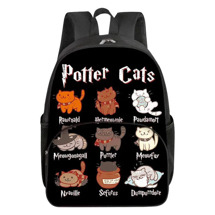 sac à dos scolaire mignon pour garçons et filles, motif chat de dessin animé 2d, avec poche avant tendance, fermeture éclair, imperméable, idée cadeau idéale