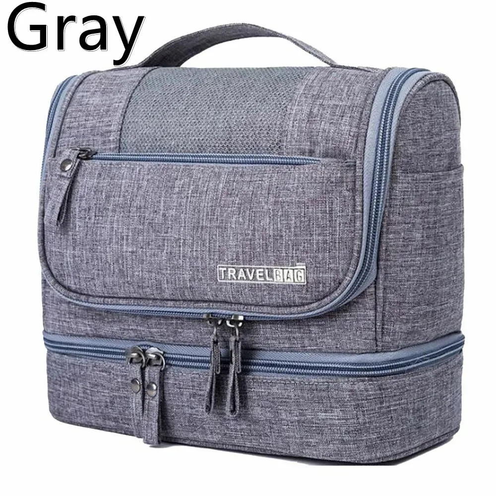 trousse de toilette pliable avec crochet de suspension, sac de rangement de cosmétiques de salle de bain étanche pour femmes, trousse de maquillage de voyage de grande capacité pour hommes