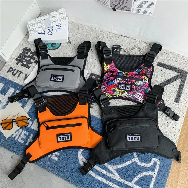 dulchest-sac à dos fonctionnel pour homme et femme, orange, noir, gris, hip hop techwear glabag, outdoor dehors, 2023