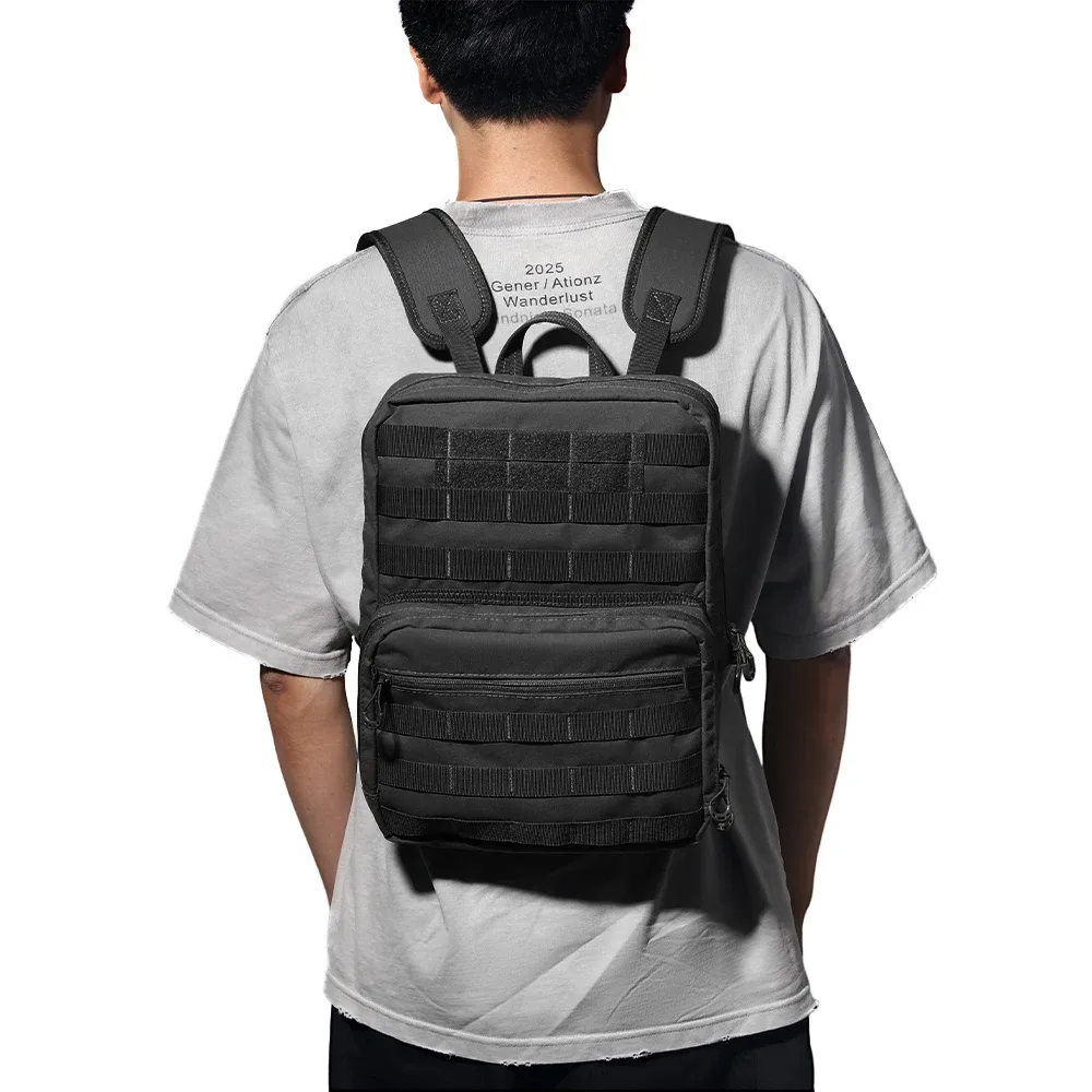 sac à dos tactique pour ordinateur portable de 14 pouces pour hommes, petit sac à dos compact edc avec système molle, nylon durable, noir et kaki