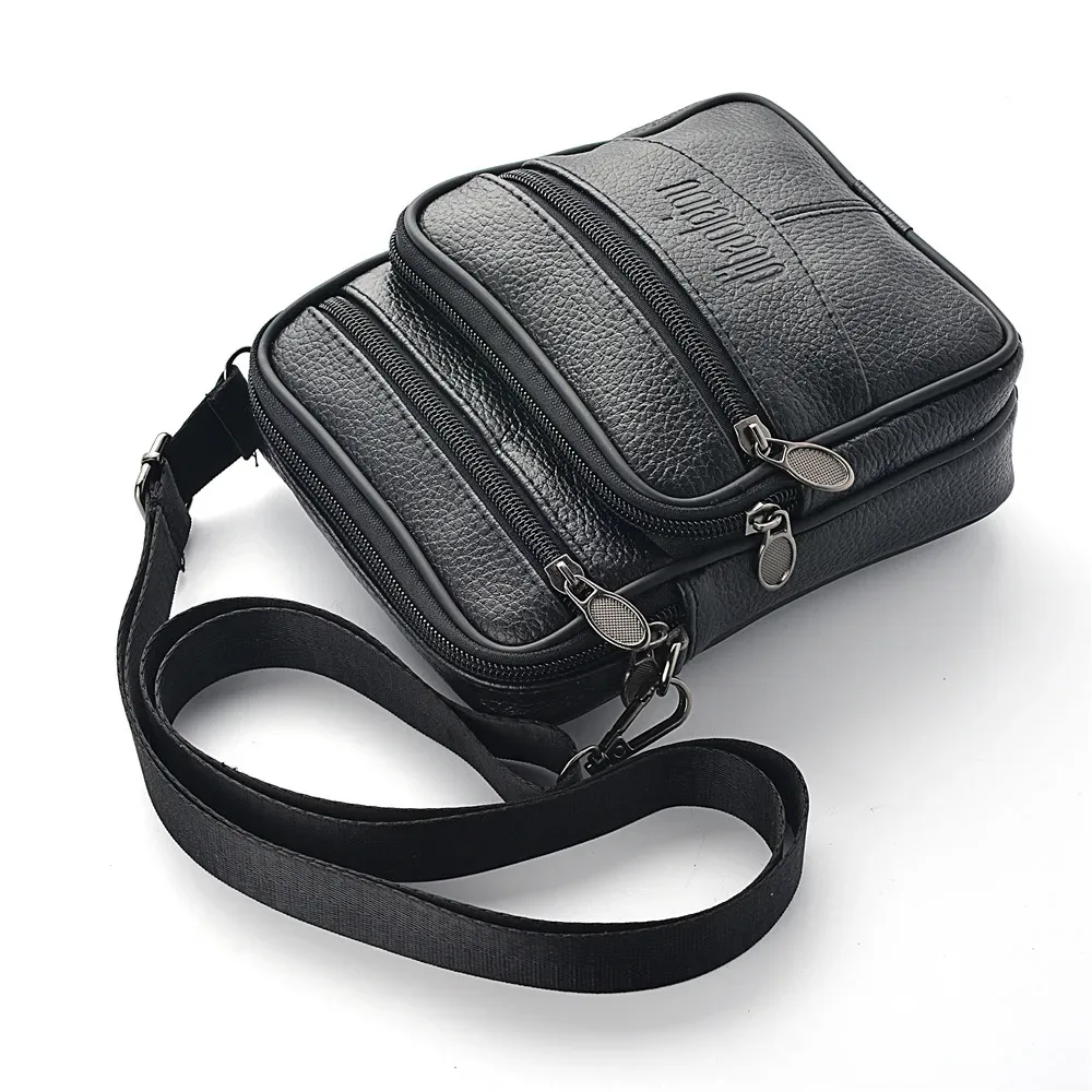 sac à bandoulière en cuir véritable pour hommes, pochette zippée de haute qualité, sacoche d'affaires rétro pour hommes