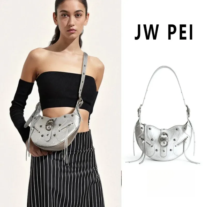 sac à bandoulière de luxe pour femme 2026jw pei, grande capacité, en cuir, style rétro moto, sac à main tendance
