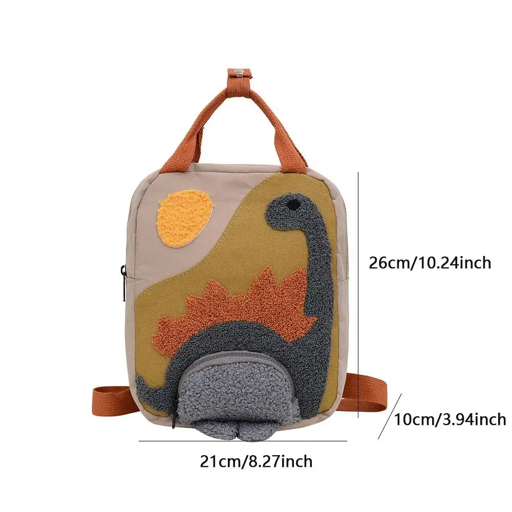 col long petit dinosaure maternelle enfants sac à dos dessin animé crochet cheveux brodé mignon sac à dos toile
