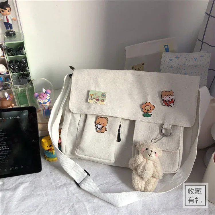 femmes simple sac de messager sacoche décontractée dames sacs à main sac à bandoulière pochette filles doux imprimé toile croix sacs d'école sacs à main