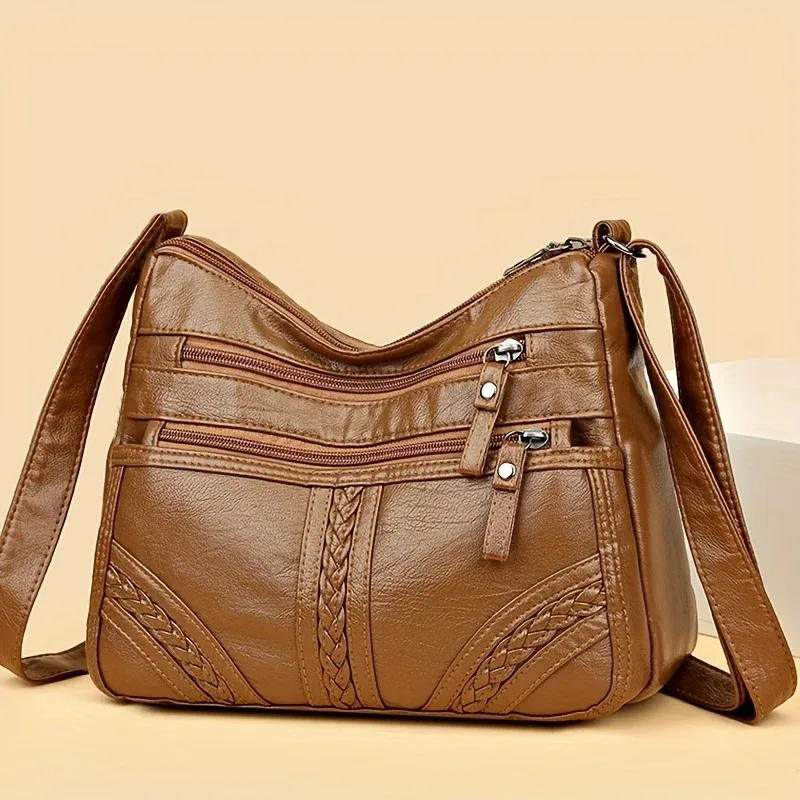 sac bandoulière matelassé multicolore élégant, sac à main en cuir souple pour femme avec bandoulière réglable, idéal pour le quotidien