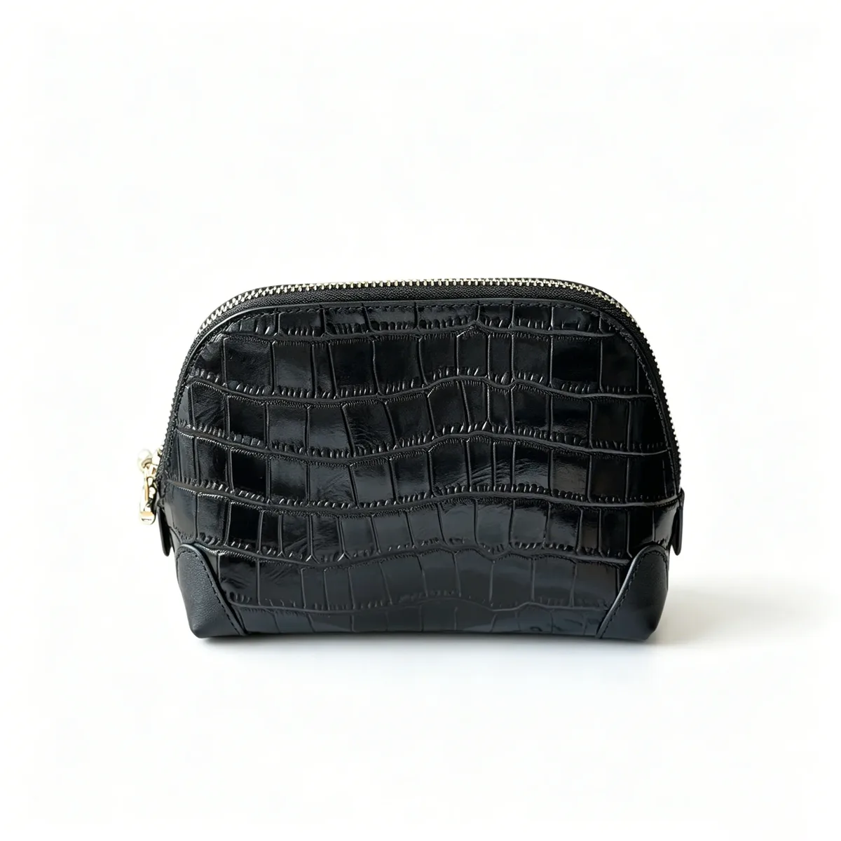 nouvelle trousse de maquillage portable de luxe en cuir véritable bleu à motif crocodile, sac cosmétique de voyage, étui de rangement pour articles de toilette