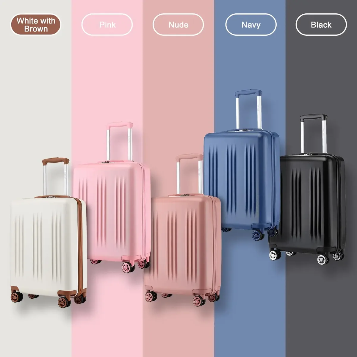 kono-valise rigide extensible légère avec serrure tsa, chariot à 4 rouleaux, 55cm, moyen 65cm, grand 75cm