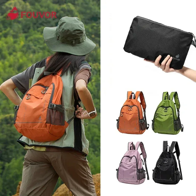 fouvor sacs à dos de randonnée légers pour hommes femmes en nylon durable sport décontracté grand sac à dos voyage toile sac d'école 3037-01