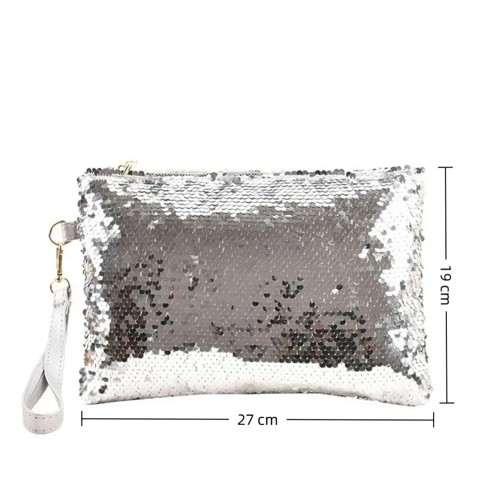 nouvelle trousse à cosmétiques brillante à paillettes, trousse de maquillage multifonctionnelle de grande capacité avec fermeture éclair, sac de rangement en polyester, sac de rangement de voyage